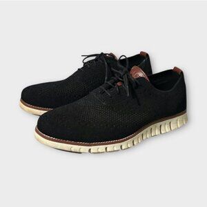 Cole Haan ZERØGRAND Knit Wingtip Oxfords Black Men 9.5 Work Preppy Casual Travel